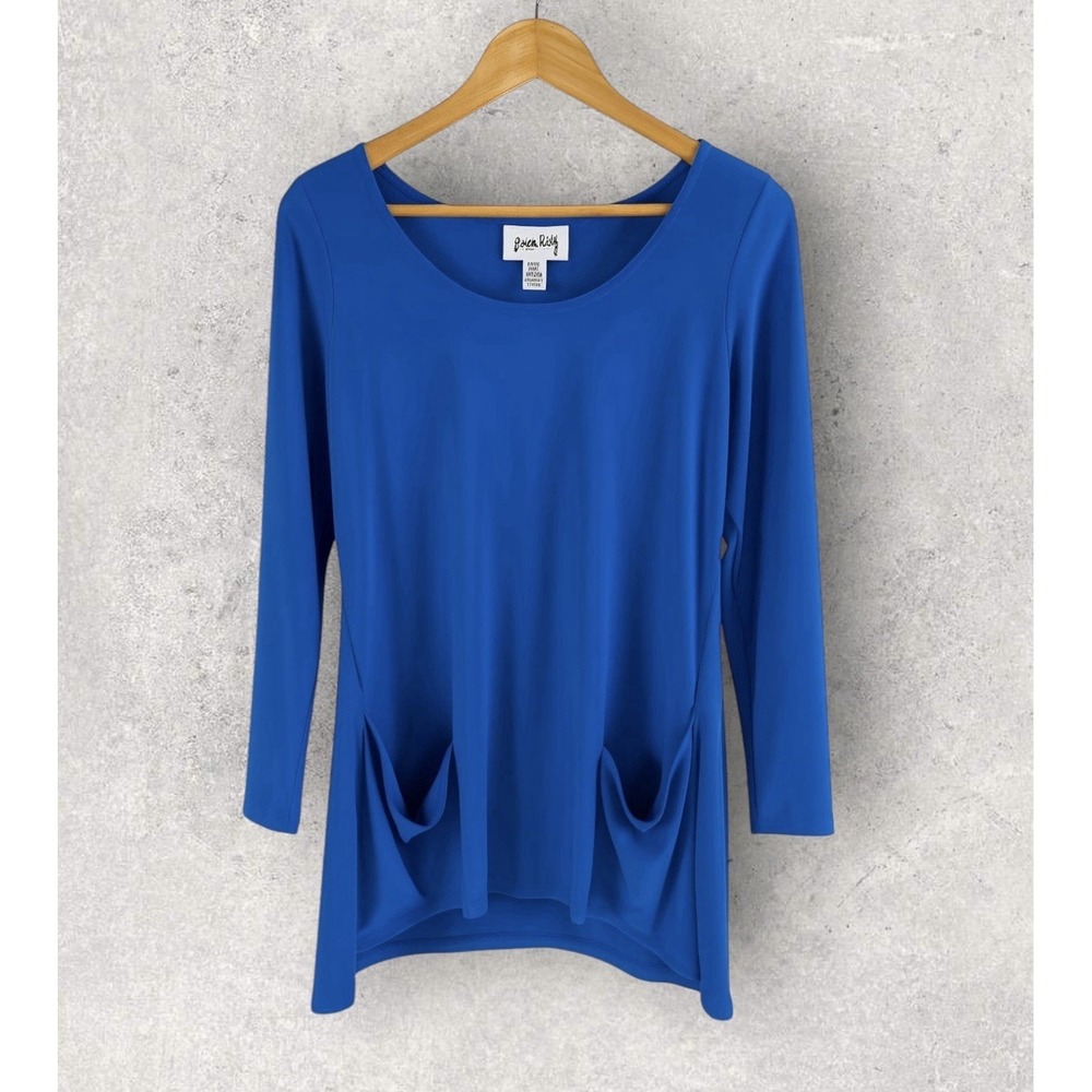 Joseph Ribkoff Asymmetrical Tunic Top Blue Sz 8 Stretch Party Designer Old Money